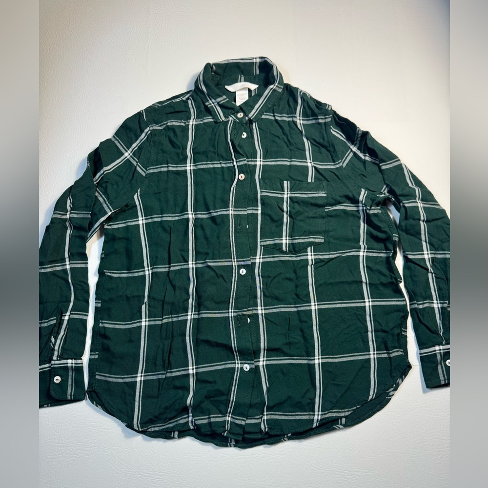 H&M Green Plaid Flannel Shirt sz 6